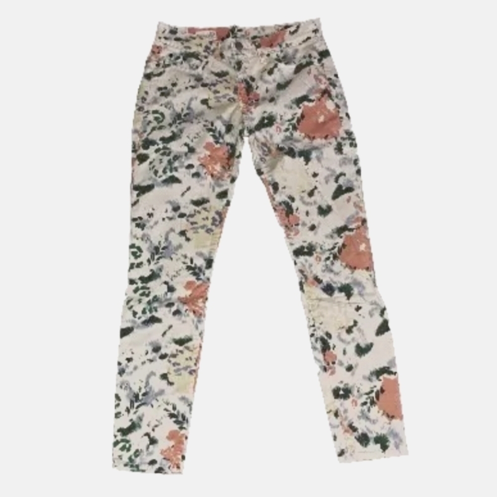 Gap Size 25R Floral White Skinny Legging Jeans 1969 B28#3